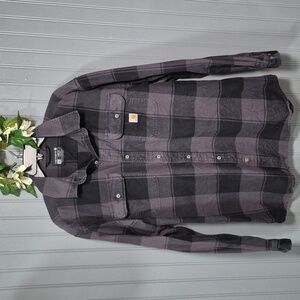 Carhartt Black And Charcoal Loose Fit Flannel Shirt
